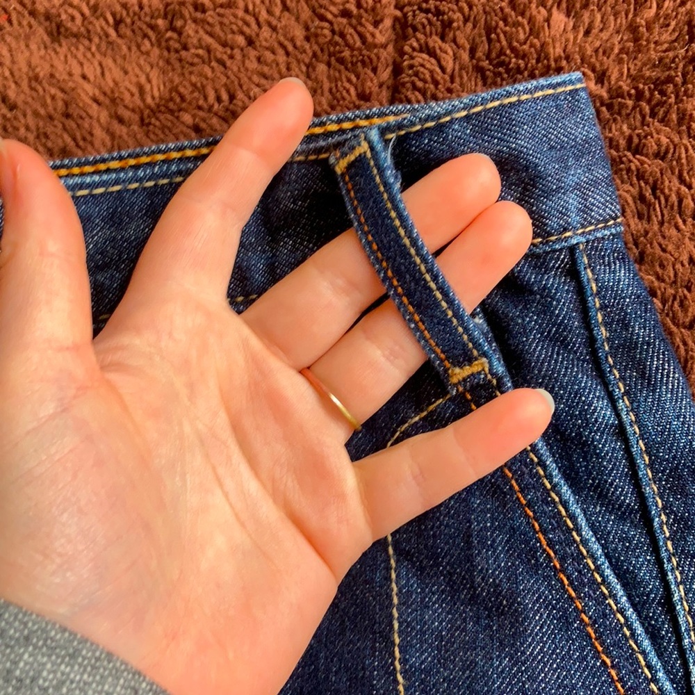 J. Crew Dark Blue Denim Button-Front Pencil Skirt - Picture 3 of 7